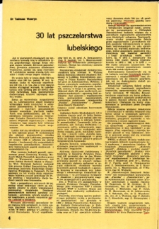 Artykuł Tadeusza Wawryna z 1974 roku – „30 lat pszczelarstwa lubelskiego”