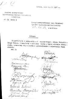 Podanie Komitetu Założycielskiego Wojewódzkiego Związku Pszczelarzy w Lublinie z 14 marca 1957 o zatwierdzenie i rejestrację statutu