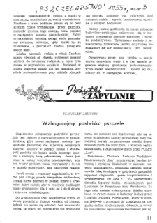 Artykuł Stanisława Jasińskiego &bdquo;Pożytki i zapylanie&rdquo; w &bdquo;Pszczelarstwo&rdquo; nr 3 z 1955 roku