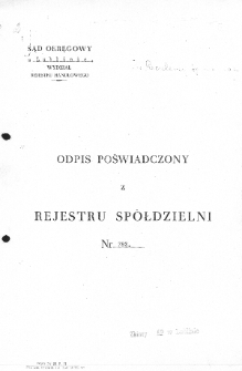 Odpis z dnia 30 września 1950 roku z Rejestru Sp&oacute;łdzielni Związek Pszczelarski w Lublinie za okres od 23 czerwca 1932 do 30 września 1950