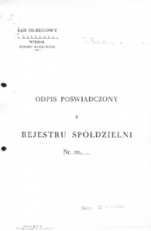 Odpis z dnia 30 września 1950 roku z Rejestru Spółdzielni Związek Pszczelarski w Lublinie za okres od 23 czerwca 1932 do 30 września 1950