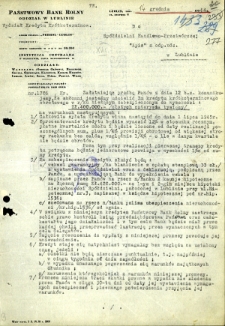 Pismo z Państwowego Banku Rolnego w Lublinie z dnia 14 grudnia 1944 roku do Spółdzielni Handlowo-Przetwórczej „APIS” w sprawie udzielenia kredytu
