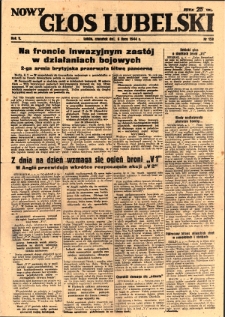 Nowy Głos Lubelski z 6 lipca 1944 roku i artykuł o uruchomieniu rocznego i dwuletniego Studium Pszczelarskiego przy Państwowych Szkołach Rolniczych w Klementowicach