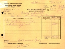 Rachunki wystawiane przez Ośrodek Zemborzyce (jeszcze na drukach niemieckich) z października 1945 roku