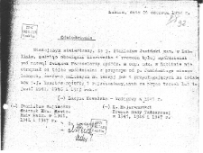 Oświadczenie z dnia 26 czerwca 1952 roku Zarządu Związku Pszczelarzy w Lublinie dla władz stwierdzające, że Stanisław Jasiński nie pobierał wynagrodzenia i przysługujących mu dodatk&oacute;w za okres trzech lat, tj. 1941, 1946 i 1947 rok