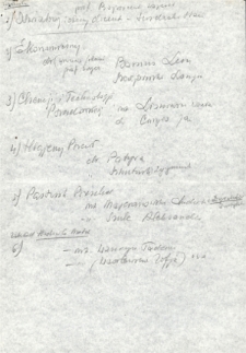 Odręczna notatka Stanisława Jasińskiego dotycząca obsady stanowisk w Instytucie Pszczelarskim w Lublinie z 1947 roku