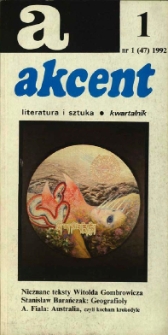 Akcent: literatura i sztuka. Kwartalnik. R. 1992, nr 1 (47)