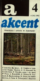 Akcent: literatura i sztuka. Kwartalnik. R. 1993, nr 4 (54)