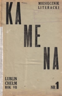 Kamena : miesięcznik literacki Nr 1 (61), R. VII (1945)
