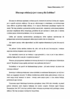 Dlaczego edukacja jest szansą dla Lublina?